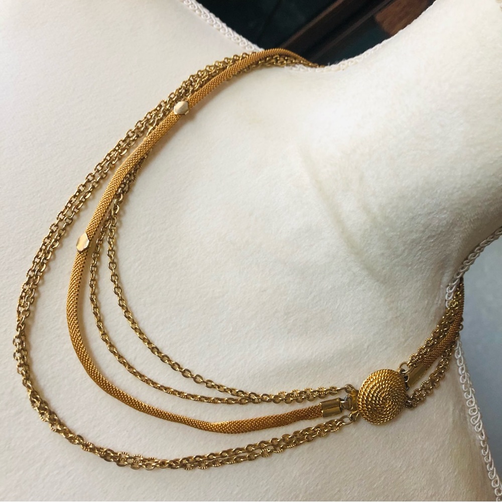Vintage multi strand gold chain necklace